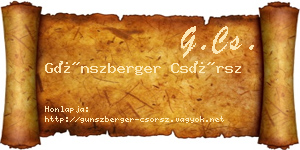 Günszberger Csörsz névjegykártya